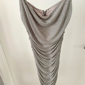 Oh Polly Strapless Silver Dress